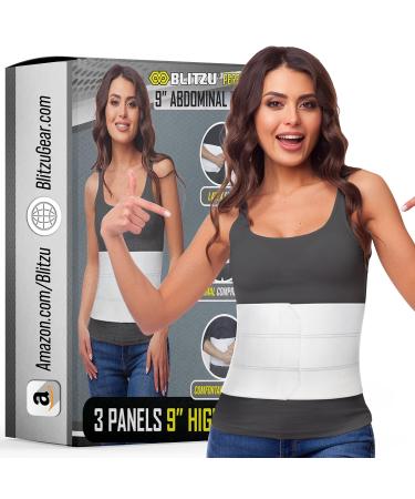 BLITZU 9 3 Panels Postpartum Belly Band Stomach Abdominal Binder Compression Wrap Support Belt Post Surgery Recovery Hernia C-Section Stabilize Core Prevent Injury Improve Muscle Tone L-XL L-XL (Waist Size 43 -60 )