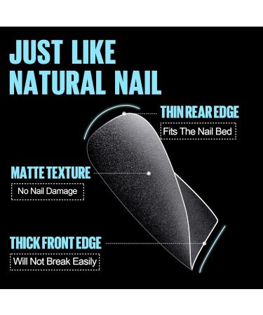 Tomicca Ballerina Short Nail Tips - 450 Full Cover Soft Gel Tips Pre-shaped Matt Art Nails 15 Sizes for Geln gel - Buy Online on GoSupps.com