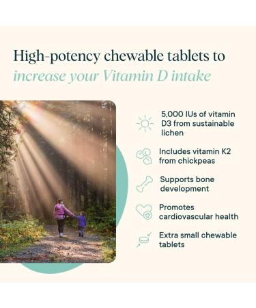 Ora Organic Vitamin D3 5000IU + K2 - Vegan Vitamin D from Lichen and K2 from Chickpeas for Bone Health, Immune Support, & Mood, Maximum Absorption - 1 Month Supply, 30 Chewable Tablets 1 Count (Pack of 30) Organic Tablets -  - Buy Online on GoSupps.com