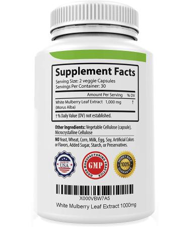 Naturesque White Mulberry Leaf Extract | Controls Appetite, Curbs Sugar & Carb Cravings | Lower Blood Sugar | Zuccarin Diet Weight Loss | 1000mg 60 Vegan Capsules - Buy Online on GoSupps.com