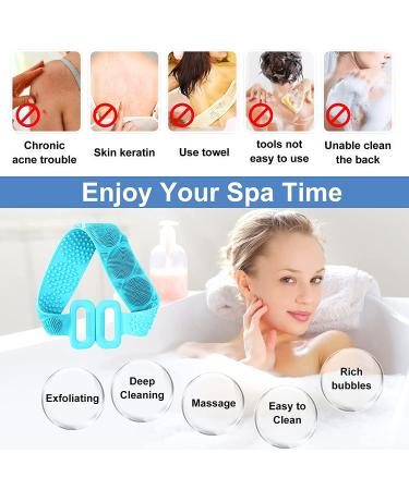 HOPESO Shower Silicone Back Scrubber - Sky Blue Upgraded Version | Exfoliating Bath Body Brush for Clean and Healthy Skin - Buy Online on GoSupps.com