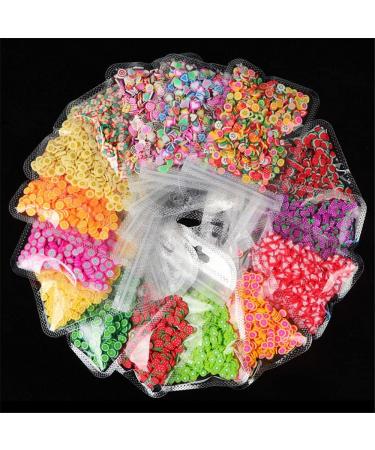 15 Bags Colorful 15 Patterns DIY Nail Art Tips 3D Fruit Tiny Slices Polymer Clay Mixed Styles Nail Art Stickers