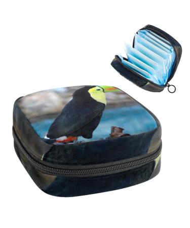 GIAPB Period Bag Sanitary Napkin Storage Bag Period Pouch Travel Makeup Bag Animal Parrot Bird Picture Color977