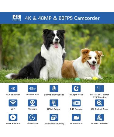 MISIOU 4K 48MP Camcorder with Night Vision, WiFi, and Microphone - Vlogging Camera with Remote Control and Lens Hood V4S - Buy Online on GoSupps.com