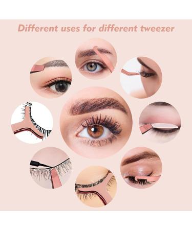 3 Styles Eyelash Tweezers Set Stainless Steel Eyebrow Tweezers Eyelash Curler Eyelash Applicator Tool Eyelash Tweezers Suitable for Beginners Girls and Makeup Artist Gold - Buy Online on GoSupps.com