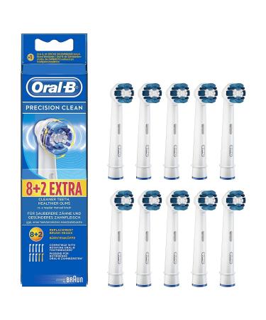 Genuine Original Oral-B Braun Precision Clean Replacement Rechargeable Toothbrush Heads (10 Count) - International Version, German Packaging