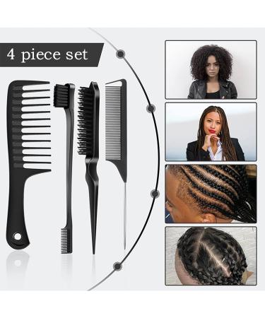 Sweet View 4-Piece Hair Styling Brush Set | Edge Brush Bristle Brush Rat Tail Comb & Chimber Comb - Perfect for All Hair Types - Buy Online on GoSupps.com