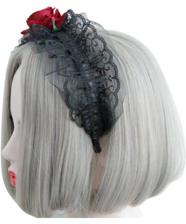 Day of The Dead Floral Headband with Long Veil Flower Crown Festival Headband (Style D) - Buy Online on GoSupps.com