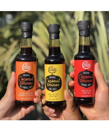 Organic Coconut Aminos Sauce - 3 x 150ml | 100% Natural & Pure Coconut Sap | All-Purpose BBQ & Teriyaki Sauce | Naturally Fermented & Raw - Buy Online on GoSupps.com