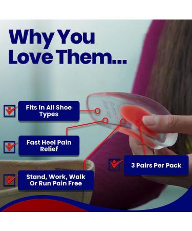 Armstrong Amerika Silicone Gel Heel Cups - Plantar Fasciitis Inserts for Pain Relief - Small/Medium, Pack of 6 - Buy Online on GoSupps.com