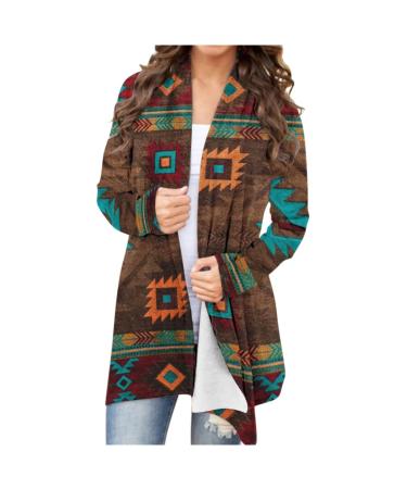 Long Shirt Outerwear Top Thin Warm Knitted Coat Women's Blouse V-Neck Shirt Tunic Long Women's Tunic Women's Shirt Casual Checked Shirt Women's Winter Chunky Knit Jacket A-brown L