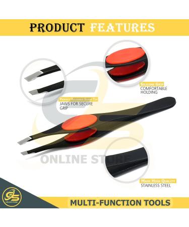 Slanted Grippy Eyebrow Tweezers - G.S Online Store 4 Mix Colors Set - Buy Online on GoSupps.com