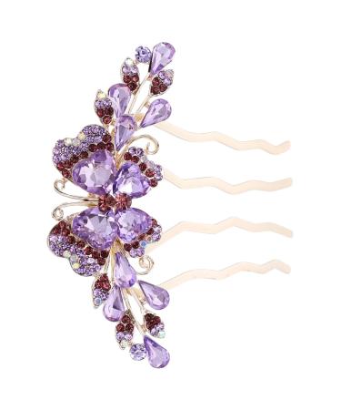 Angoily Hair Comb Hair Accessories for Girls Wedding Hair Flowers Bridal Hair Clips Hair Accessories for Women Hair Barrettes Rhinestone Hair Clips Metal Purple Decorate Mother Rhinestones