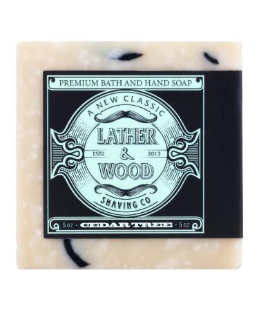 Lather & Wood Bar Soap for Men - Cedar Tree- 5oz Man Soap Bar for Bath  Body  and Hands - Natural and Organic Ingredients Cedar Tree 1 Count (Pack of 1)