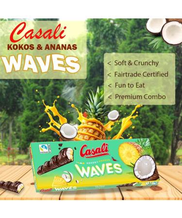  SORINA Casali Waves Coco-Pineapple Chocolate bars with coconut and pineapple foam filling Fairtrade cocoa 2 x 250g carton packaging - Buy Online on GoSupps.com