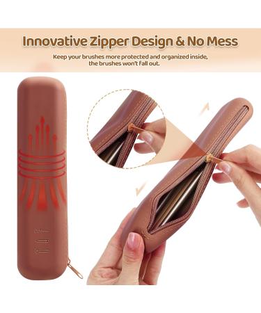 GOLIKEE Travel Makeup Brush Holder - Portable Silicone Cosmetic Bag Case with Zipper, No Fall Out Brushes, Soft & Compact Organizer for Brown - Buy Online on GoSupps.com
