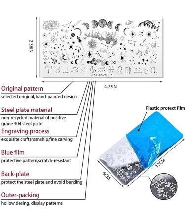 OUBFUUY Moon & Star Nail Stamp Plates Nails Art Stamping Plates Constellation Theme Nail plate Template Image Plates - Buy Online on GoSupps.com