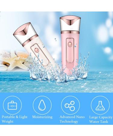 Aolyty Nano Facial Sprayer Portable Steamer Cool Mist Moisturizing and Hydrating Humidifier for Skin Care SPA USB Charger with Power Bank (Pearl Pink) - Buy Online on GoSupps.com