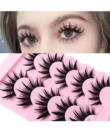 Okdeals 5 Pairs Thai Style Spiky Lashes 3D Wet Look Manga Lashes Japanese Makeup Cosplay Anime Lashes 3D Little Devil Natural Look Beauty Eye Lash Extension Tools Thai Style - 5 Pairs