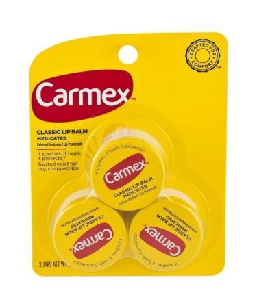 Carmex Classic Lip Balm Medicated 3Pack Classic 3 Count (Pack of 1)