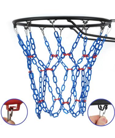 Yyiwhmy Basketball Net Replacement Heavy Duty,Resin Material, Anti-Rust Use Indoor Outdoor Standard 12-Ring Basketball Hoop blue