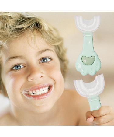 Children Toothbrush with Silicone Head - Manual U Shaped Toothbrush Food Grade Silicone Kids Toothbrushes 360 Degree U Shape Toothbrush for Kids Baby Toddler Green 1 count (Pack of 1) - Buy Online on GoSupps.com