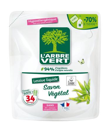 L'ARBRE VERT L'arbre vert - 1.5 l vegetable soap laundry refill - 34 washes - 1.53 l can