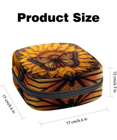 Eco-Friendly Menstruation Pad Bag with Zipper - Blooming Sunflower Butterfly Design for Women & Girls | Stylish Tampon & Napkin Storage - Buy Online on GoSupps.com