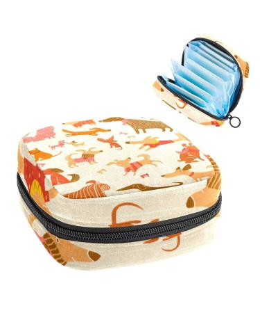 Dogs Animal Sanitary Napkin Storage Bag Feminine Menstrual Cup Pouches Nursing Pad Holder Tampon Bags Portable Period Bag for Women Teen Girls 1Pcs Multi-colored 10