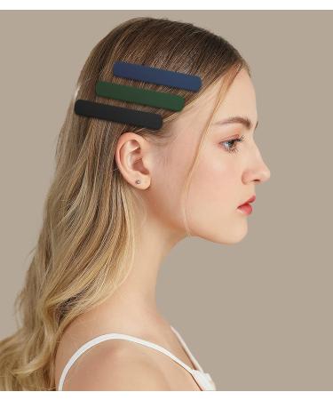 3 Pcs Matte French Hair Clips Set - Strong Hold Vintage Barrettes for Women and Girls - Blue, Green, Black - Buy Online on GoSupps.com