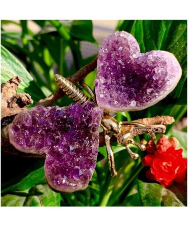 ROUPWKWO Amethyst Stone 30G Natural Amethyst Crystal Cluster Butterfly Fairy Specimen Decoratio - Buy Online on GoSupps.com