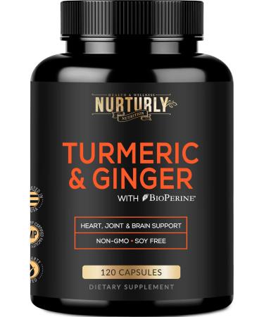 Turmeric Curcumin with BioPerine & Ginger Black Pepper and 95% Curcuminoids - High Absorption Turmeric Supplements for Joint Hearth Health - Non-GMO Gluten Free - 120 Capsules Ginger 120 Count (Pack of 1)