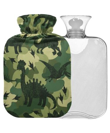 NAANLE CAMO Dinosaurs Heat bottle MITVATED Transparent hot water bottle 1L heat bottle for bed handfoot heat pain relief heat and cold therapy