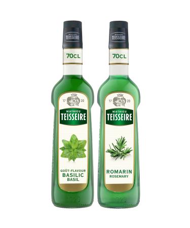 Mathieu Teisseire - Assortment of Basil syrup and Rosemary syrup for refreshing drinks, 2x70cl
