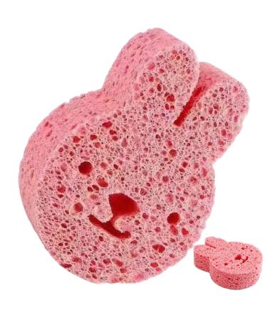 Baby Sponge for Bathing | Soft Wood Pulp Sponge Body Wash Scrubber Dead Skin Remover Cute Body Scrubber Shower Sponge Bath Rub for Kids Baby Toddler Children Pink