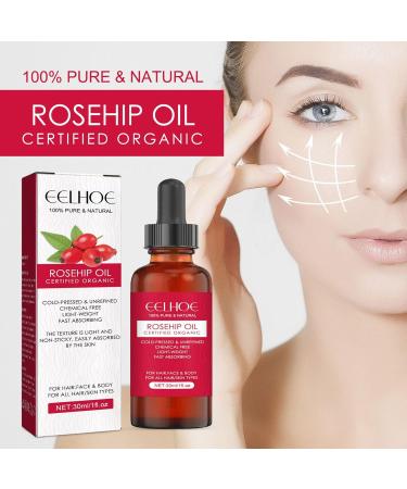 Organic Rosehip Oil 30ml | Cold Pressed Facial Oil for Moisturizing Skin Hair & Nails | Essential Skin Care for All Skin Types - Buy Online on GoSupps.com