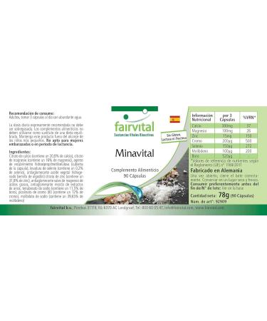 Fairvital | Minavital VEGAN - multiminerals and trace elements with 300mg calcium 100mg magnesium 15mg zinc 200 g chromium 1 - Buy Online on GoSupps.com