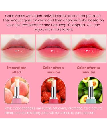 Color Changing Lipstick Set - 2 Pcs Peach & Strawberry Avocado PH Mood Lip Balm | Long Lasting Magic Lip Care Gift for Women - Buy Online on GoSupps.com