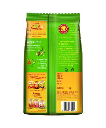 Saffola Masala Oats Veggie Twist 1 Kg - Delicious and Nutritious Oats for a Healthy Meal - Buy Online on GoSupps.com