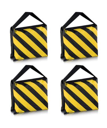 NEEWER Sandbags for Photography, 4 Pack Yellow Sand Bags for Weight Heavy Duty Sandbag for Light Stands Boom Arms Tripods 4 Black/Yellow