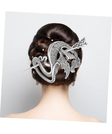 Beavorty Vintage Viking Hairpins viking hair clip hair stick Thru Hair Barrette with Stick antique style knot hair pin hair slide with stick Miss alloy Victoria European and American 9x6cm Silver - Buy Online on GoSupps.com