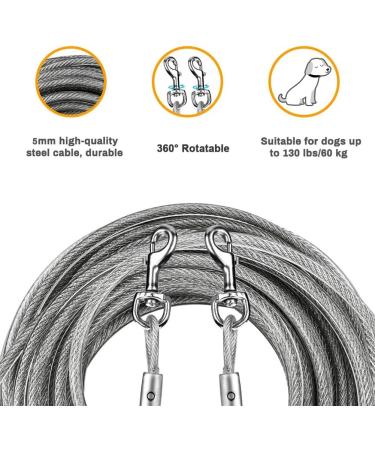 XhuangTech 16.4ft Dog Tie Out Cable with 16 inches Heavy Duty Spiral Ground Stake Spike for Dog Up to 130 lbs for Playing Camping and Backyard in Ground - Buy Online on GoSupps.com