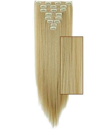 Clip-In Hair Extensions - Ash Blonde & Bleach Blonde Mix 8 Wefts 66cm Length 140g - Realistic Hairpieces for Volume & Length - Buy Online on GoSupps.com