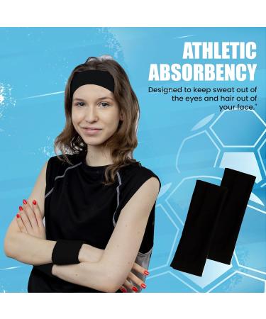 Gekvo 7cm Black Unisex Headband for Women - Stretchy Headband for Workout, Yoga & Running - Sweat-Wicking & Breathable Hair Band - Buy Online on GoSupps.com