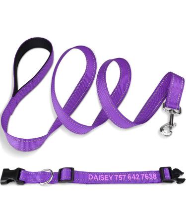 Buy Tagme Personalized Reflective Dog Collar & Leash Set - 1.5m Double-Sided Purple for Small Dogs | International Shipping Available - Buy Online on GoSupps.com