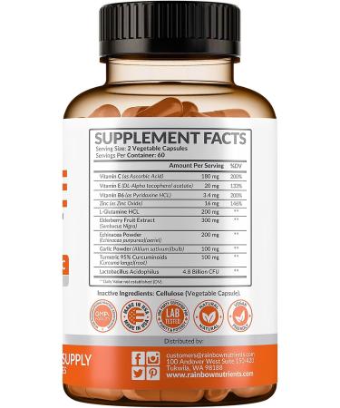 10-in-1 Immune Support Supplement with Vitamin C, Zinc, Elderberry, Echinacea, Turmeric & Probiotics - Dr. Approved Immunity Booster for Respiratory Health - Buy Online on GoSupps.com