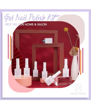 Perfect Summer 12-Piece Gel Nail Polish Set - Pink, Green, Nude UV/LED Gel Polish Kit for DIY Manicure - Ideal Gifts for Women - Romantic Encounter Collection - Buy Online on GoSupps.com