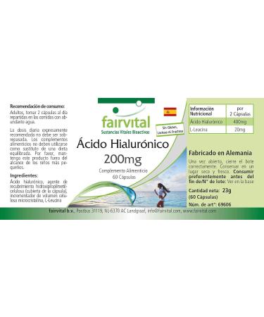 Fairvital | Hyaluronic Acid 200mg - VEGAN - Highly Dosed - 60 Capsules - Buy Online on GoSupps.com
