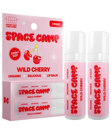 Space Camp Wellness Jumbo Lip Balm - Wild Cherry Organic Flavored Balm (2 Pack)