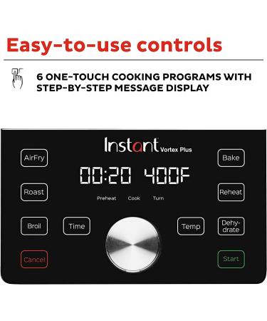 Instant Vortex Plus 6 Quart Air Fryer Oven by Instant Pot | 6-in-1, Stainless Steel, Non-Stick, App with 100+ Recipes | Broil, Roast, Dehydrate, Bake | Dishwasher-Safe Basket - Buy Online on GoSupps.com